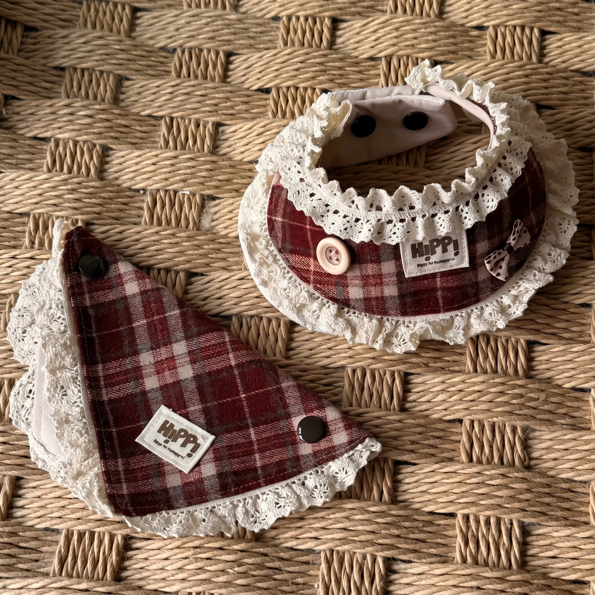 Petalure Studio | Artisan Tartan Lace Bib & Bandana - Festive British Muse