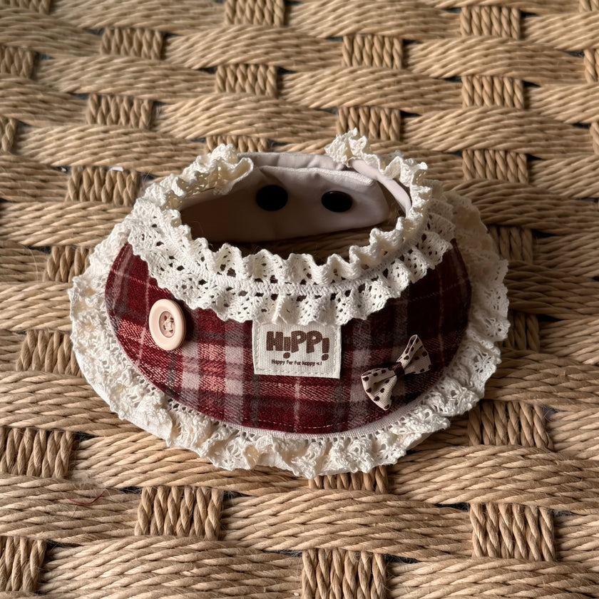 Petalure Studio | Artisan Tartan Lace Bib & Bandana - Festive British Muse