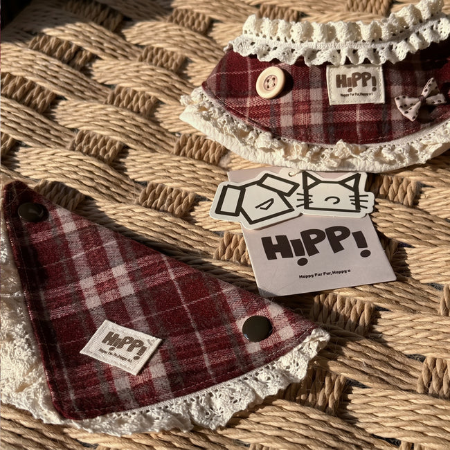 Petalure Studio | Artisan Tartan Lace Bib & Bandana - Festive British Muse