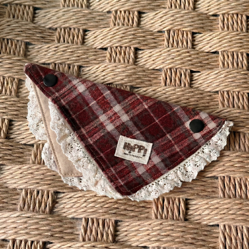 Petalure Studio | Artisan Tartan Lace Bib & Bandana - Festive British Muse