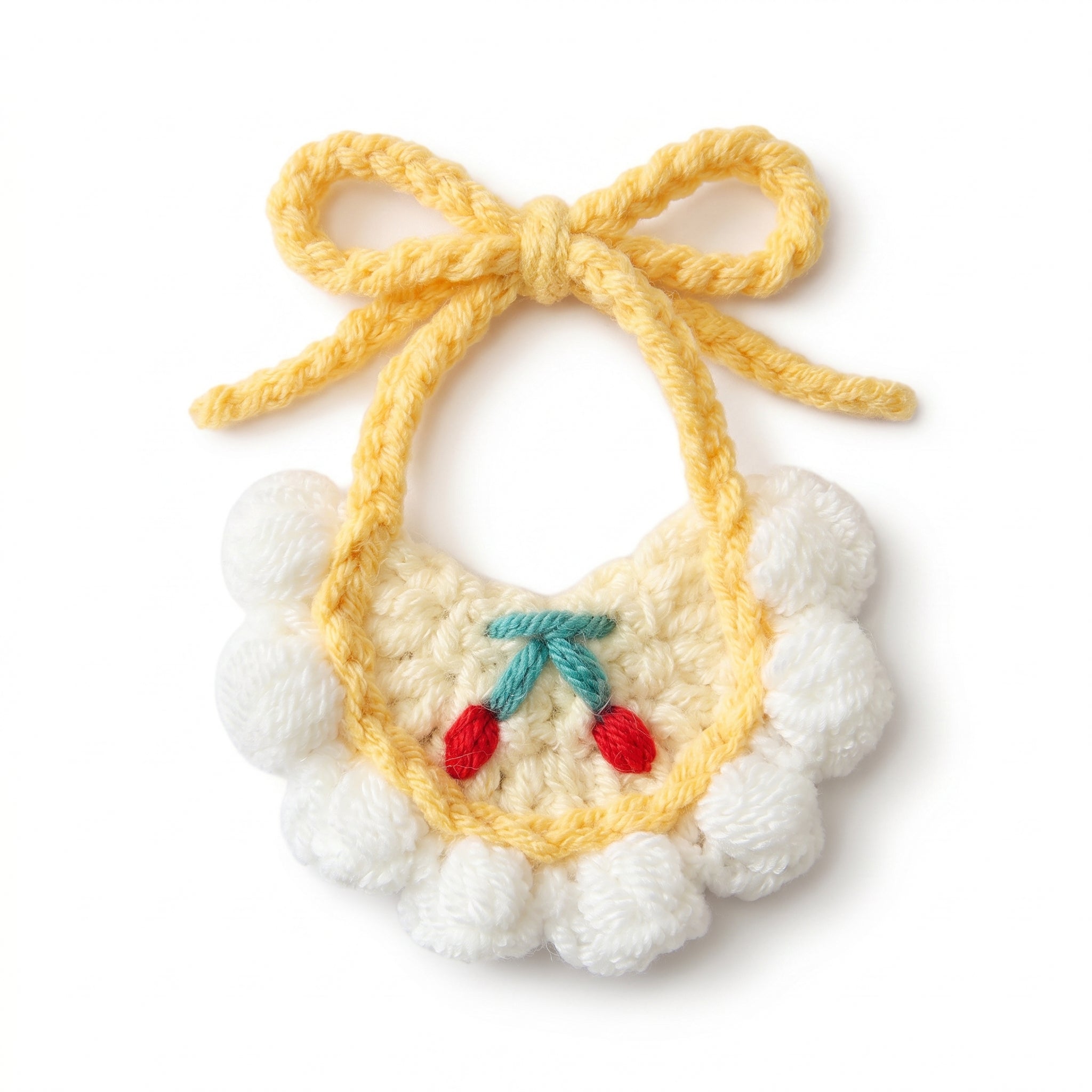 Petalure Studio | Artisan Hand-Knit Puff-Stitch Bib - Whimsical Storybook Charm
