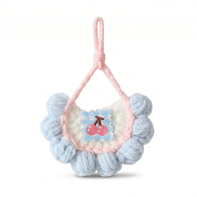 Petalure Studio | Artisan Hand-Knit Puff-Stitch Bib - Whimsical Storybook Charm