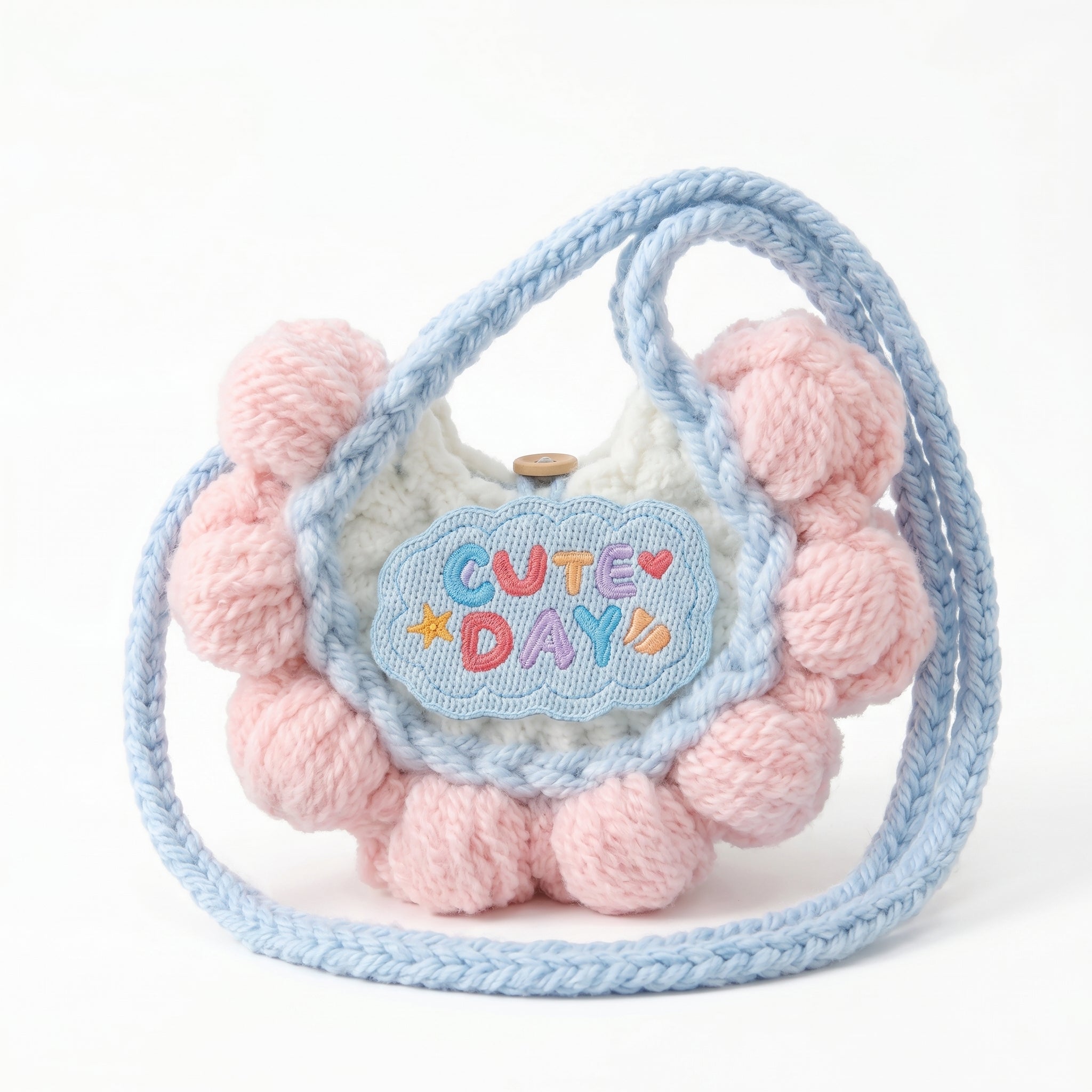 Petalure Studio | Artisan Hand-Knit Puff-Stitch Bib - Whimsical Storybook Charm