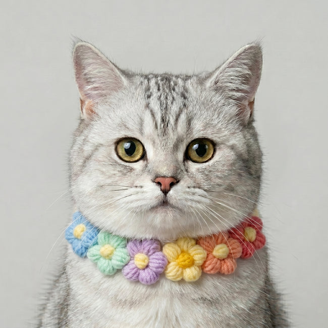 Petalure Studio | Artisan Hand-Knit Puff-Bloom Collar - Whimsical Spring Muse